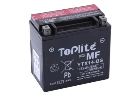 Мото Аккумулятор 12,6Ah TOPLITE YTX14-BS
