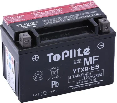 Мото Аккумулятор 8,4Ah TOPLITE YTX9-BS