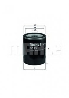 Фільтр оливний Opel 1.6D/1.7D 82- MAHLE / KNECHT MAHLE\KNECHT OC93