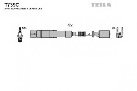 Комплект проводов зажигания TESLA T739C