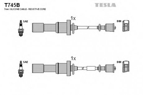 Комплект проводів запалення TESLA T745B