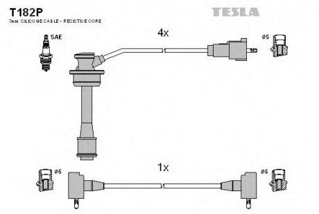 Кабель запалювання к-кт Toyota Celica 2.0 i 16V 11.93 - 11.99 3S-GE TESLA T182P