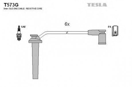 Комплект проводів запалення TESLA T573G