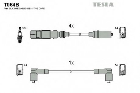 Комплект проводів запалення TESLA T064B