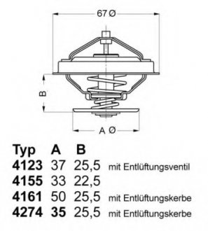Термостат Audi A4/A6/80/100 2.4-2.8/VW Passat 2.5TDI/2.8 V6 WAHLER 4274.87D (фото 1)