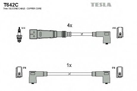 Комплект проводів запалення TESLA T642C