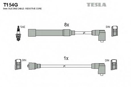 Комплект проводів запалення TESLA T154G