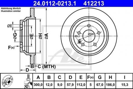 Диск тормозной (задний) MB Vito (W447) 14- (300x12) ATE 24.0112-0213.1