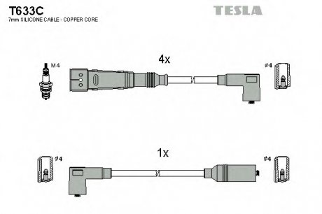 Комплект проводів запалення TESLA T633C