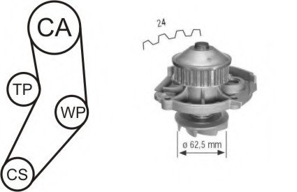 Комплект ремня ГРМ + водяной насос AIRTEX WPK-161602 (фото 1)
