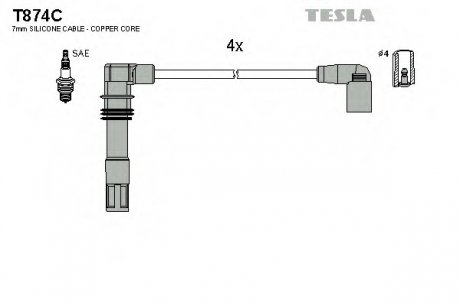 Комплект проводів запалення TESLA T874C