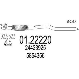 Проміжна труба вихлопної системи MTS 01.22220