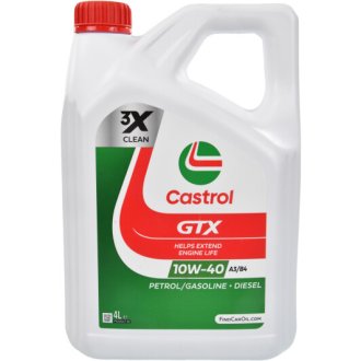 Моторное масло GTX Ultraclean A/B 10W-40 полусинтетическое 4 л CASTROL 10W40 GTX A3B4 4L