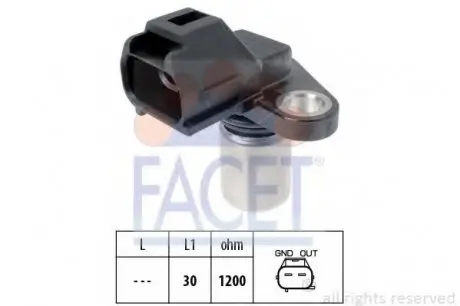 Датчик положення розподілвалу Toyota Avensis 2.0/2.2 D / Corolla 1.4/2.0 D / Land Cruiser 4.5 D 08-> FACET 9.0497
