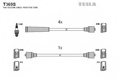 Комплект проводов зажигания TESLA T369S