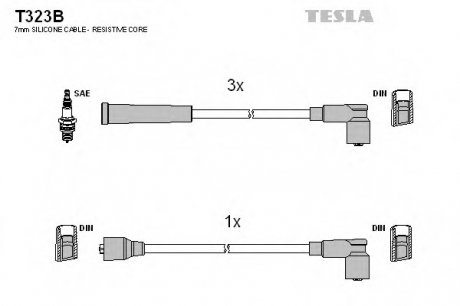 Кабель зажигания, к-кт TESLA T323B