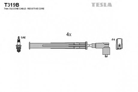 Комплект кабелiв запалювання TESLA T319B (фото 1)