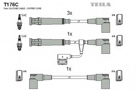 Комплект кабелiв запалювання TESLA T176C