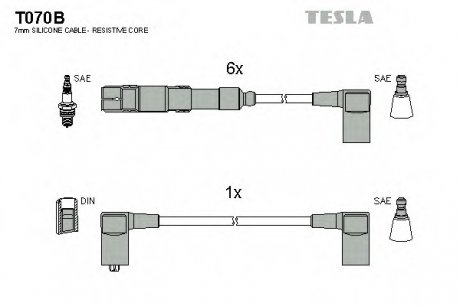 Комплект проводов зажигания TESLA T070B (фото 1)