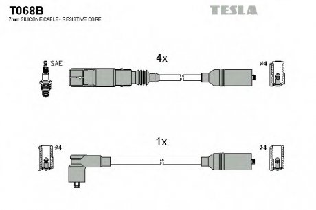 Комплект проводов зажигания TESLA T068B (фото 1)