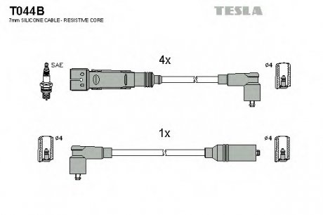 Кабель зажигания, к-кт TESLA T044B