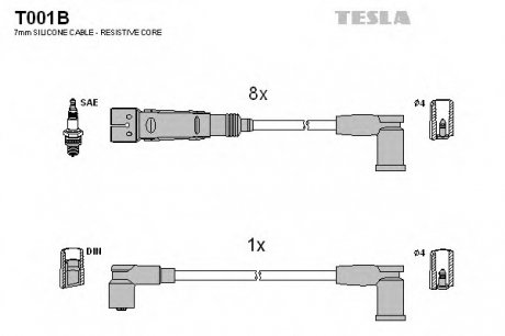 Комплект кабелiв запалювання TESLA T001B