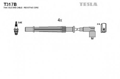 Комплект проводов зажигания TESLA T317B
