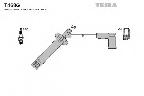 Комплект проводов зажигания TESLA T468G (фото 1)