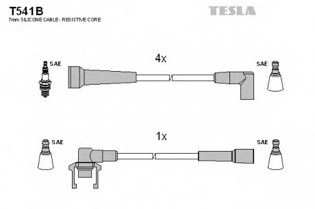 Комплект кабелiв запалювання TESLA T541B