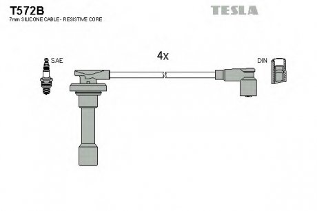 Комплект проводов зажигания TESLA T572B