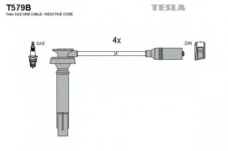 Комплект проводов зажигания TESLA T579B (фото 1)