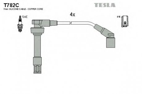 Комплект проводов зажигания TESLA T782C