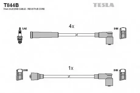Комплект кабелiв запалювання TESLA T844B