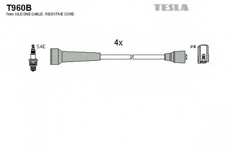 Комплект проводов зажигания TESLA T960B (фото 1)