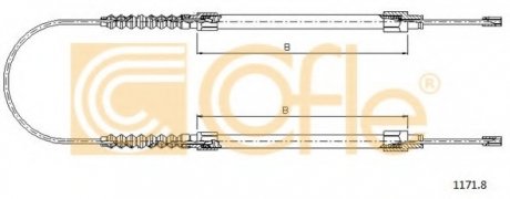 Трос стояночного тормоза COFLE 1171.8 (фото 1)
