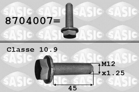 Болт шкива коленвала SASIC 8704007