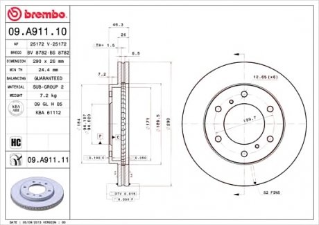 Гальмівний диск BREMBO 09.A911.11 (фото 1)