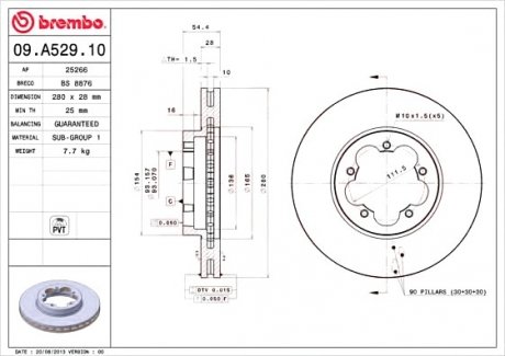 Диск тормозной BREMBO 09.A529.10