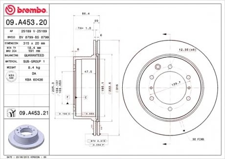 Диск гальмівний BREMBO 09.A453.21