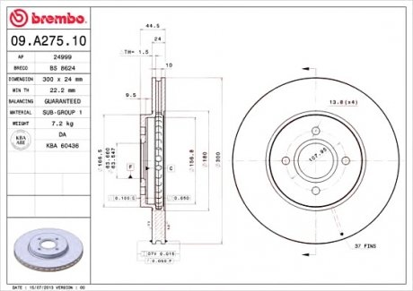 Гальмівний диск BREMBO 09.A275.10