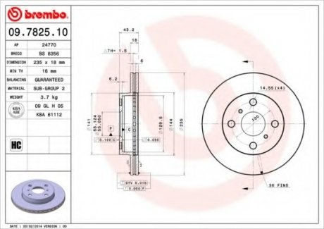 Диск тормозной BREMBO 09.7825.10