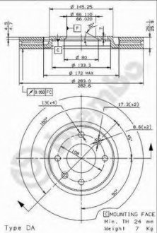 Диск тормозной BREMBO 09.9616.11 (фото 1)