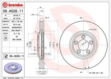 Диск тормозной BREMBO 09.A528.11