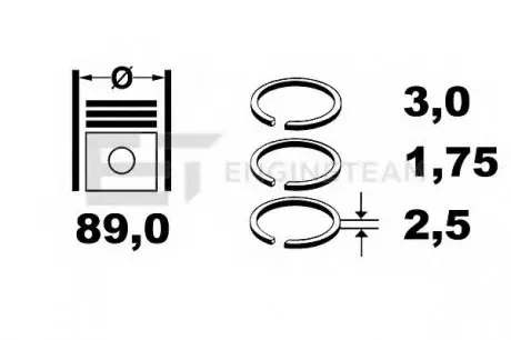 Кольца поршневые ENGINETEAM ET ENGINETEAM R1008800