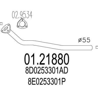 Проміжна труба вихлопної системи MTS 01.21880