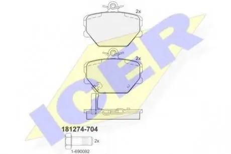 Тормозные колодки ICER 181274704