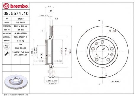 Тормозной диск BREMBO 09.5574.10