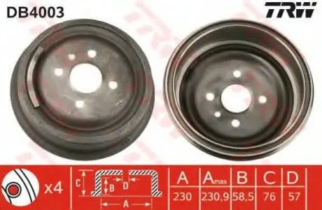 Тормозной барабан TRW TRW DB4003