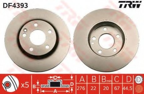 Тормозной диск TRW DF4393 (фото 1)