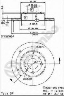 Тормозной диск BREMBO 08.4753.14